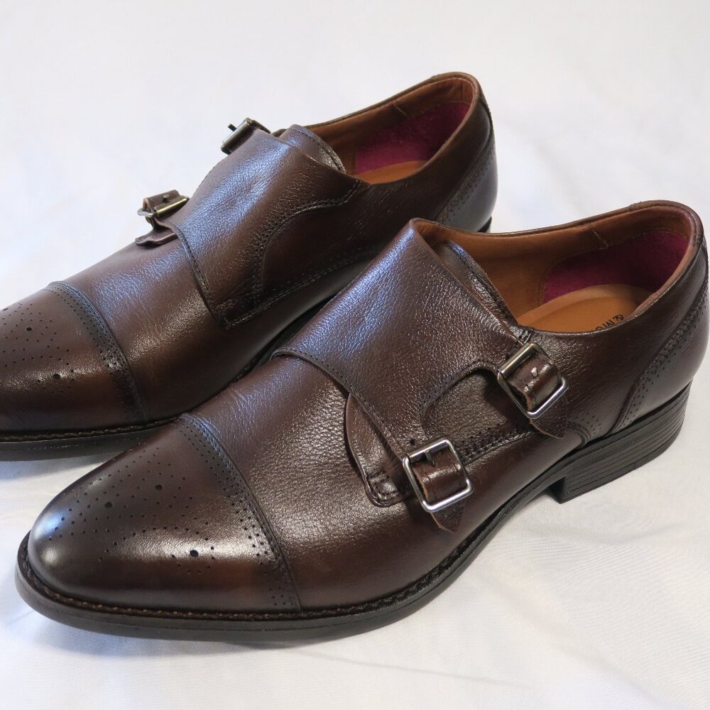 Johnston & Murphy Double Monk Mens Shoes (Size 9) Mahogany Full Grain Leather